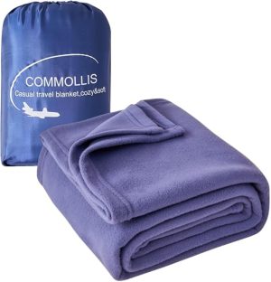 Travel Blanket for Airplane, Train and Car, Warm and Soft Travel Blanket and Pillow 2 in 1, Portable Compact Long Flight Blanket with Luggage Sleeve, Backpack Clip